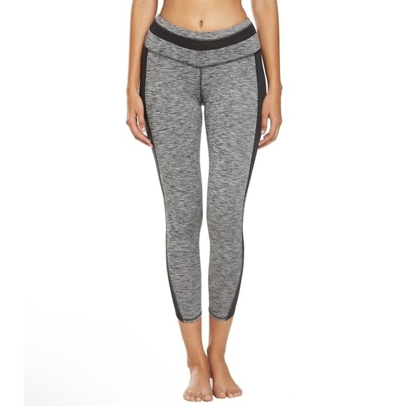 Manduka Mesh Crop Yoga Leggings Heather Gray Black Size Small - Picture 1 of 12